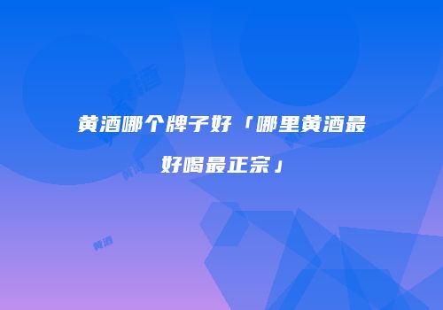 黄酒哪个牌子好「哪里黄酒最好喝最正宗」