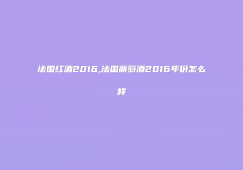法国红酒2016,法国葡萄酒2016年份怎么样