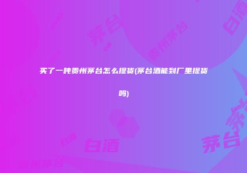 买了一吨贵州茅台怎么提货(茅台酒能到厂里提货吗)