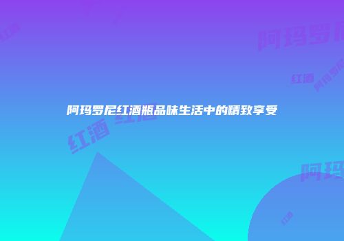 阿玛罗尼红酒瓶品味生活中的精致享受