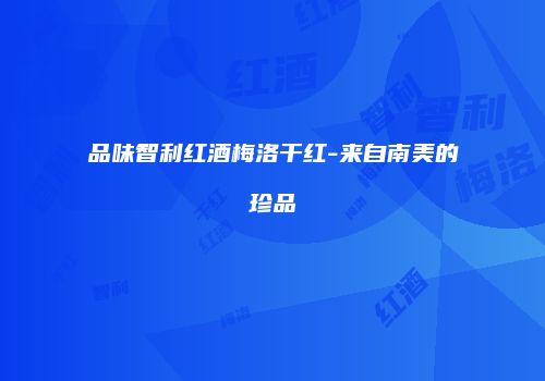 品味智利红酒梅洛干红-来自南美的珍品