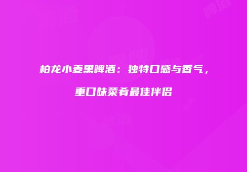柏龙小麦黑啤酒：独特口感与香气，重口味菜肴最佳伴侣