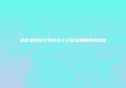品尝莎普蒂尔罗纳谷干红葡萄酒的美妙滋味