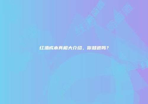 红酒成本真相大介绍，你知道吗？