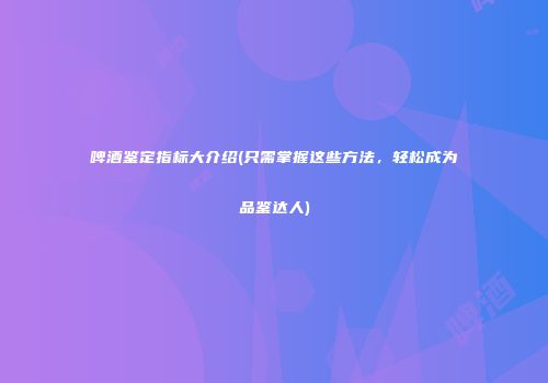 啤酒鉴定指标大介绍(只需掌握这些方法，轻松成为品鉴达人)