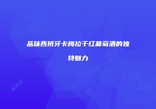 品味西班牙卡梅拉干红葡萄酒的独特魅力