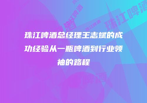 珠江啤酒总经理王志斌的成功经验从一瓶啤酒到行业领袖的路程