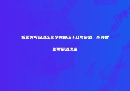智利敦可伦酒庄凯萨赤霞珠干红葡萄酒：探寻智利葡萄酒瑰宝
