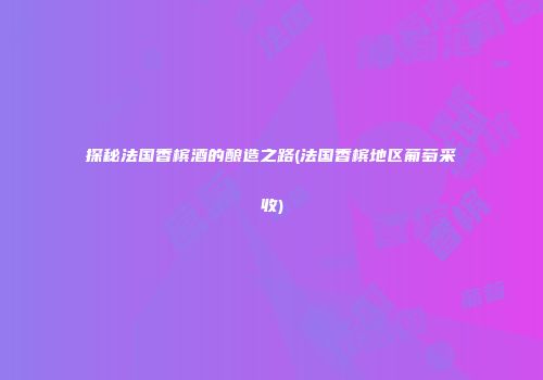 探秘法国香槟酒的酿造之路(法国香槟地区葡萄采收)