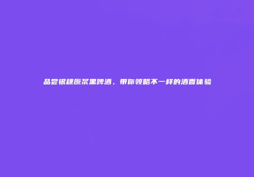 品尝银稞原浆黑啤酒，带你领略不一样的酒香体验