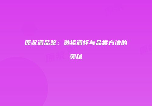 原浆酒品鉴：选择酒杯与品尝方法的奥秘
