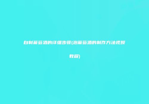 自制葡萄酒的详细步骤(泡葡萄酒的制作方法视频教程)