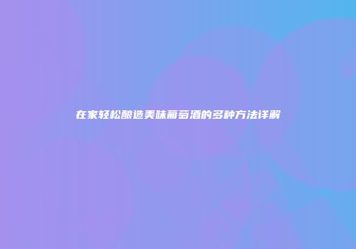在家轻松酿造美味葡萄酒的多种方法详解