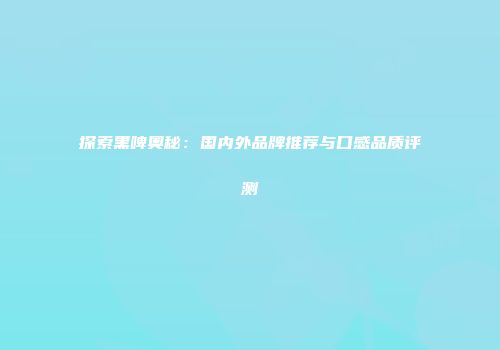 探索黑啤奥秘：国内外品牌推荐与口感品质评测