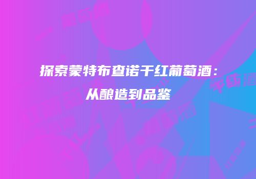 探索蒙特布查诺干红葡萄酒：从酿造到品鉴