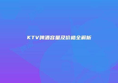 KTV啤酒容量及价格全解析