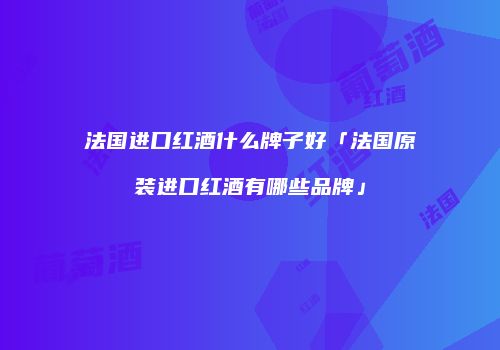 法国进口红酒什么牌子好「法国原装进口红酒有哪些品牌」