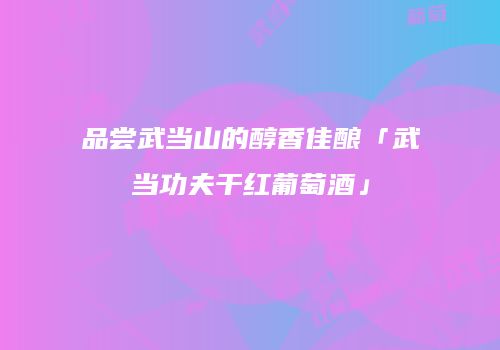 品尝武当山的醇香佳酿「武当功夫干红葡萄酒」