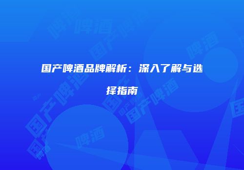 国产啤酒品牌解析：深入了解与选择指南