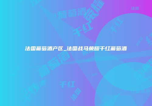 法国葡萄酒产区_法国战马荣耀干红葡萄酒