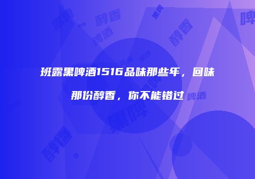 班露黑啤酒1516品味那些年，回味那份醇香，你不能错过