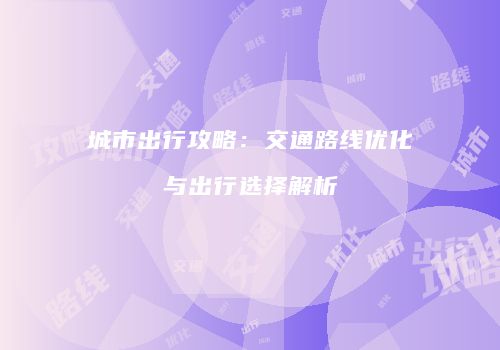 城市出行攻略：交通路线优化与出行选择解析