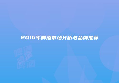 2016年啤酒市场分析与品牌推荐