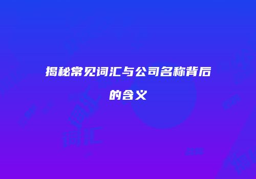 揭秘常见词汇与公司名称背后的含义