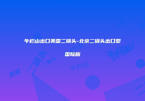 牛栏山出口美国二锅头-北京二锅头出口型国际版