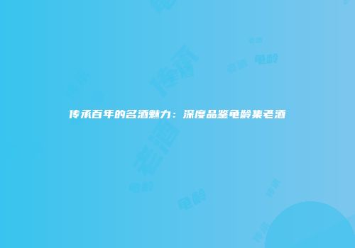 传承百年的名酒魅力：深度品鉴龟龄集老酒