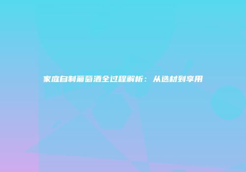 家庭自制葡萄酒全过程解析：从选材到享用