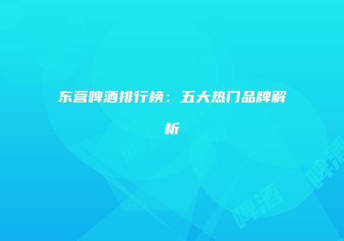 东营啤酒排行榜：五大热门品牌解析