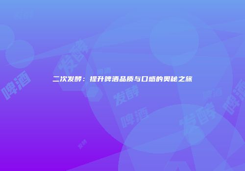 二次发酵：提升啤酒品质与口感的奥秘之旅