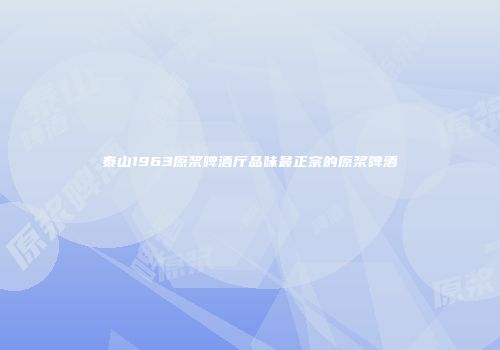 泰山1963原浆啤酒厅品味最正宗的原浆啤酒