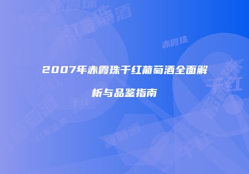 2007年赤霞珠干红葡萄酒全面解析与品鉴指南