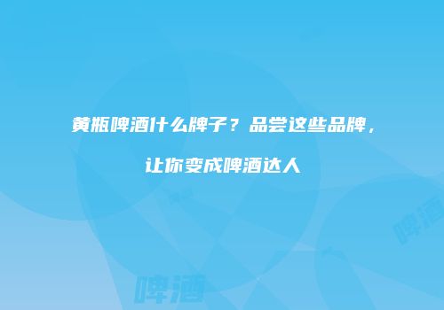 黄瓶啤酒什么牌子？品尝这些品牌，让你变成啤酒达人