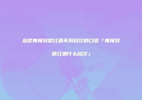 品尝黄尾袋鼠红酒不同档次的口感「黄尾袋鼠红酒什么档次」