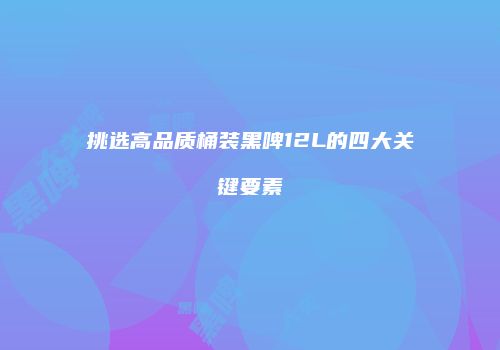 挑选高品质桶装黑啤12L的四大关键要素
