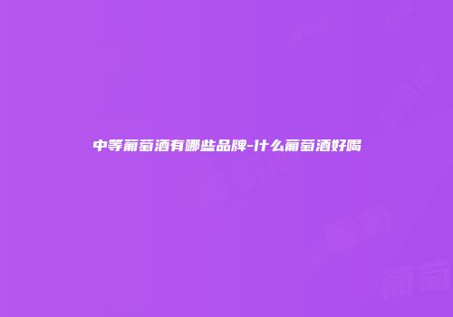 中等葡萄酒有哪些品牌-什么葡萄酒好喝
