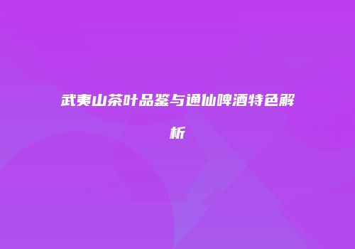 武夷山茶叶品鉴与通仙啤酒特色解析