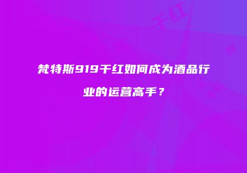 梵特斯919干红如何成为酒品行业的运营高手？