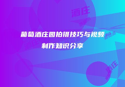 葡萄酒庄园拍摄技巧与视频制作知识分享
