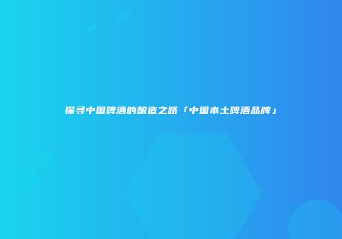 探寻中国啤酒的酿造之路「中国本土啤酒品牌」