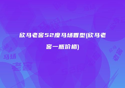 欣马老窖52度马场香型(欣马老窖一瓶价格)