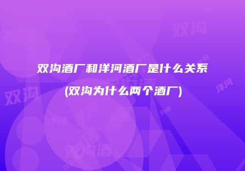 双沟酒厂和洋河酒厂是什么关系(双沟为什么两个酒厂)