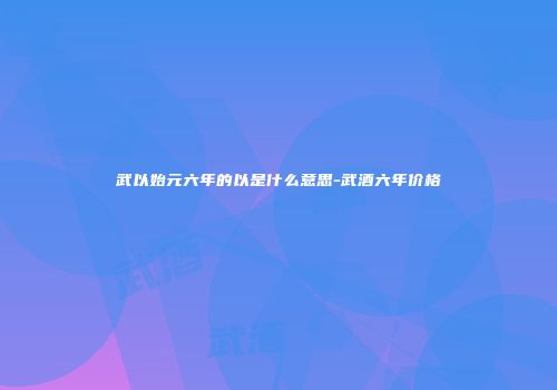 武以始元六年的以是什么意思-武酒六年价格