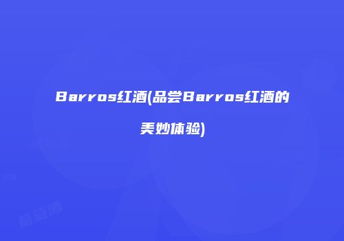 Barros红酒(品尝Barros红酒的美妙体验)