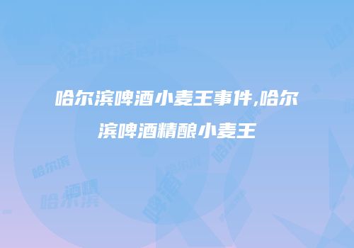 哈尔滨啤酒小麦王事件,哈尔滨啤酒精酿小麦王