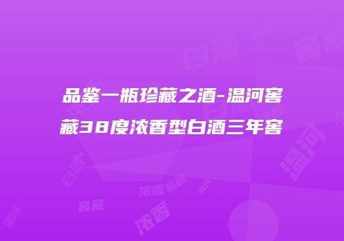 品鉴一瓶珍藏之酒-温河窖藏38度浓香型白酒三年窖