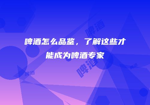 啤酒怎么品鉴，了解这些才能成为啤酒专家